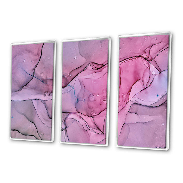 Wrought Studio Pink And Purple Marble Landscape Modern Framed Canvas